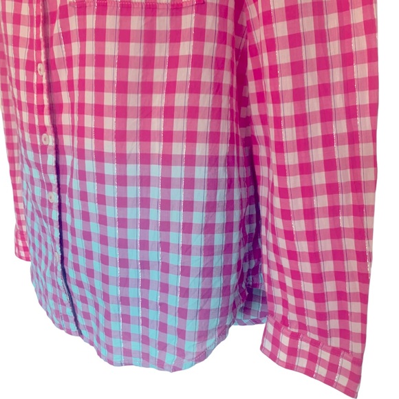 Anthropologie Pilcro Deb Shimmer Gingham Ombre Shirt Size Medium - Picture 7 of 12